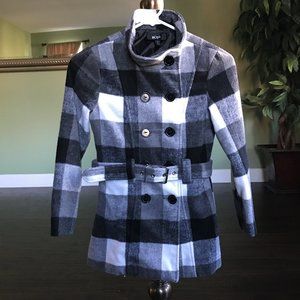 Double Breasted Girls' Plaid Wool Jacket